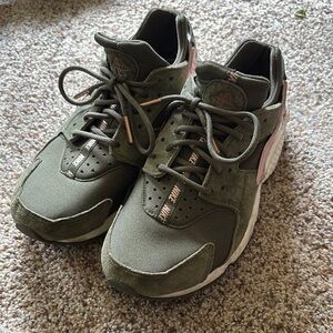 Nike OliveGreen and Metallic Copper Athletic Shoes with Moccasin-Style Stitching